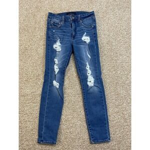 Aero Aeropostale Jeans‎ Jegging Womens 26 High-Rise Distressed Blue Denim